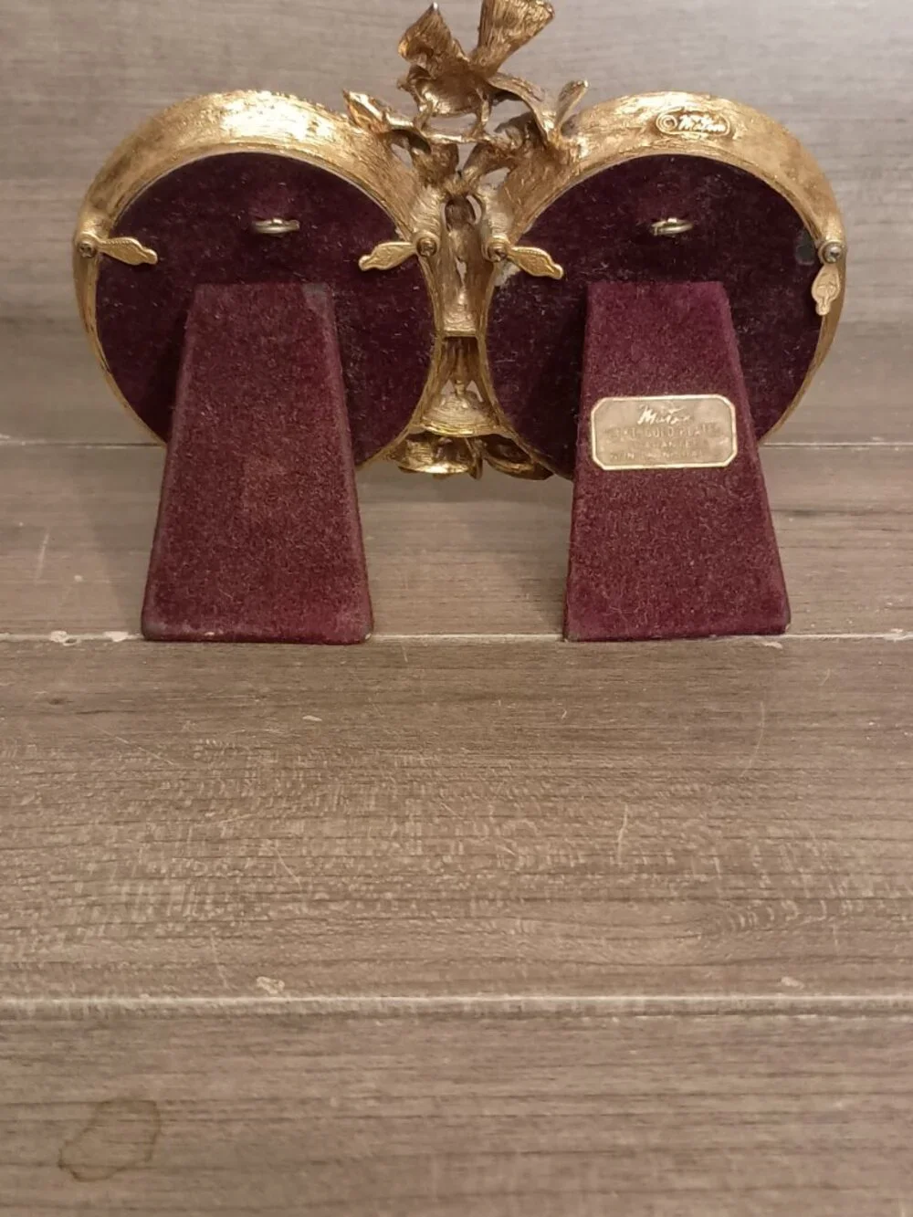 Vintage Matson 24KT Gold Plated Double Oval Miniature Picture Frame 6 3/8